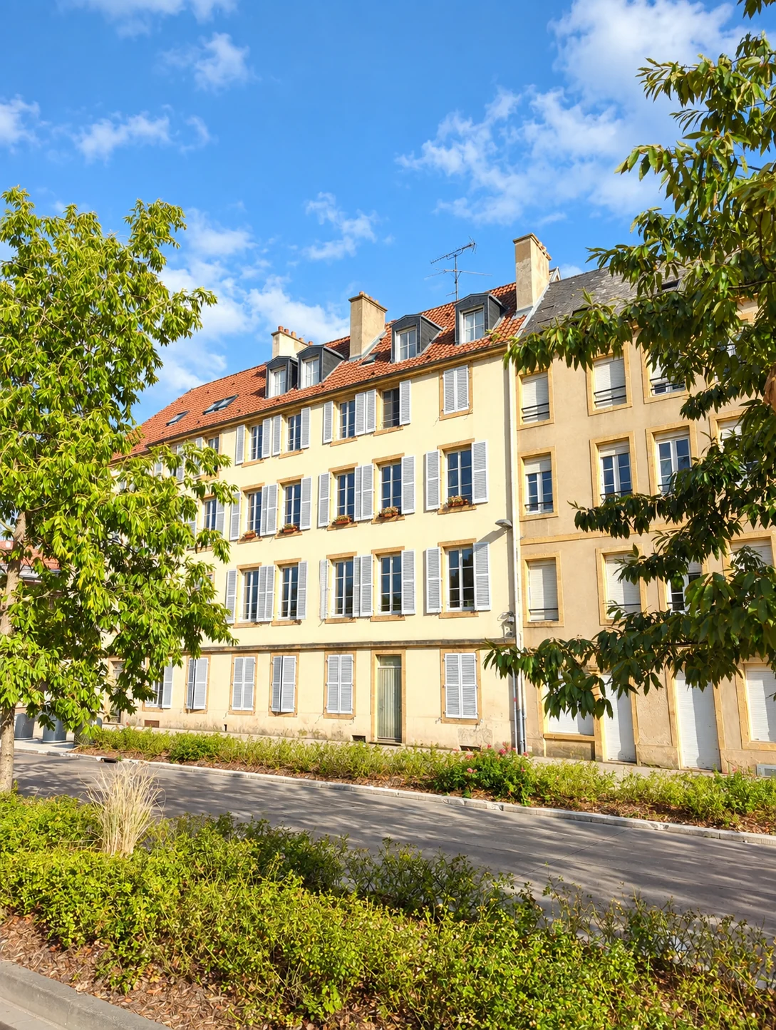 La façade de l’immeuble, rue Belle-Isle